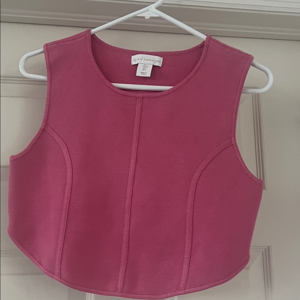 Pink and beige Sleeveless Crop Top